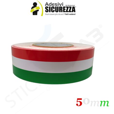 Fascia adesiva tricolore bandiera Italia in 5 misure a scelta Packaging - 50mm(5cm) x 100cm