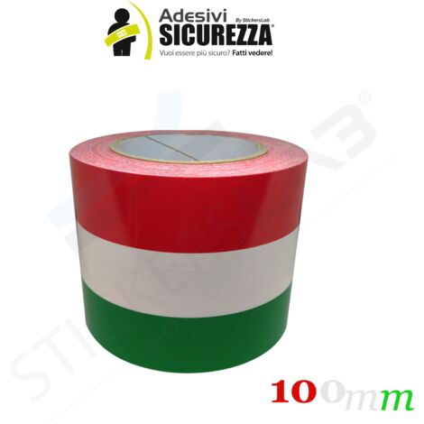 Fascia adesiva tricolore bandiera Italia in 5 misure a scelta Packaging - 100mm(10cm) x 100cm