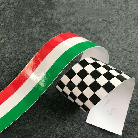 Adesivo rifrangente bandiera Italiana e scacchi per moto Piaggio vespa auto