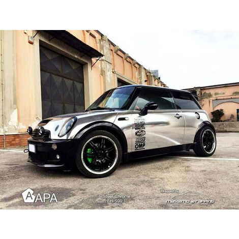 Pellicola adesiva cromata effetto specchio silver APA made in Italy car wrapping h145 Misura - 150cm x 5 Mt