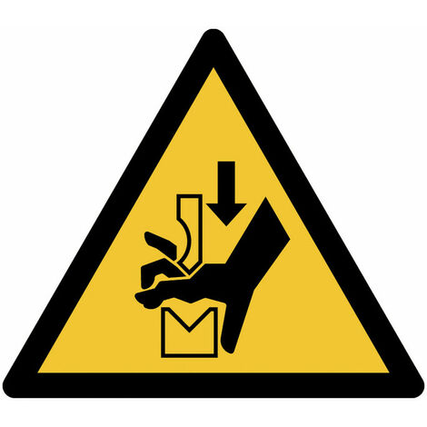 Cartelli adesivi ISO 7010 "Schiacciamento della mano nell'ingranaggio di una pressa piegatrice" - W030 - Numero Pezzi: 10 pezzi - Misura: 100mm x 100mm