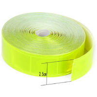 Nastro in PVC giallo rifrangente fluorescente da cucire sui vestiti 25/50mm Misura - 2,5cm x 5 Metri