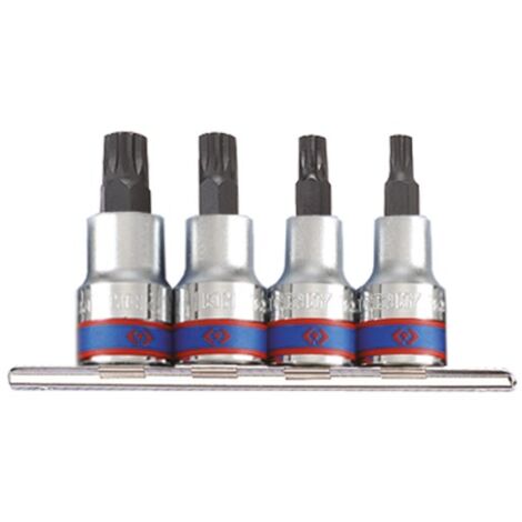 KING TONY - Jeu de 4 douilles 1/2" Spline courte M6-M8-M10-M12 - 127 mm (1/4)