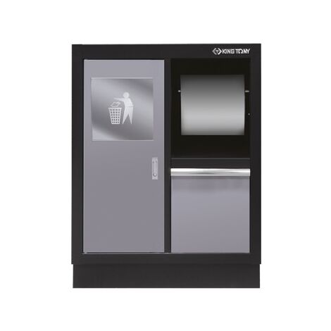 Meuble bas gris 680x910x460mm avec poubelle intégrée – Finition brillante et caisson noir – Poids 37kg pour espaces de travail – King Tony (1/4)