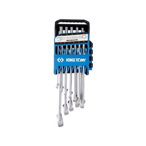 Jeu de 12 clés mixtes légères sur rack – Fourche renforcée inclinée à 15° – Œil incliné à 13° – Clés métriques 8-22mm – King Tony