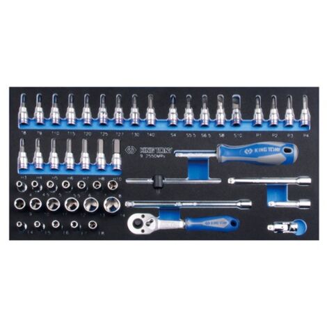 KING TONY - Module mousse 50 pièces 1/4" douilles et accessoires (1/2)