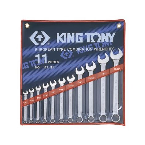 Trousse de 11 clés mixtes en pouces 1/4 à 15/16' – Nylon durable – Pour travaux d'assemblage et de maintenance – Coffret pratique – King Tony (1/3)
