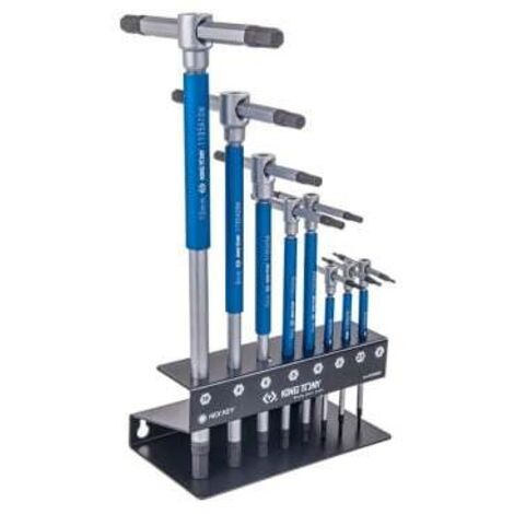 Jeu de clés en T 8 pièces – Clés mâles 6 pans pour accès facile dans espaces restreints – Dimensions H2 à H10 – King Tony (1/5)