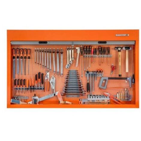 Bahco – Armoire de rangement 1800 mm avec rideau – Structure en acier – Kit d'outils multi-usages 110 pcs – Fixation à l'établi