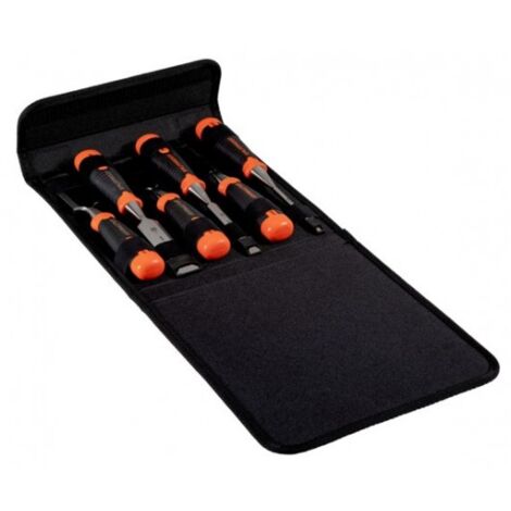 BAHCO - Jeu de ciseaux à bois anti-fissures ERGO™ - 6 pcs/pochette en polyester