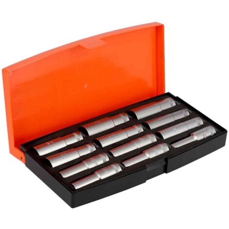 BAHCO - Jeu de douilles longues 1/2, 6 pans, métriques, et cliquet-12p