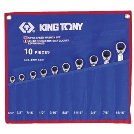 KING TONY - Trousse de 10 clés à cliquet réversible pouce 5/16" à 15/16"