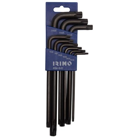 IRIMO - Jeu de 9 clés mâles pour vis Torx de sécurité, finition brunie, mm (1/2)