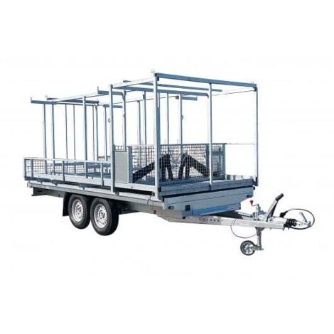 Altrad – Remorque voiture avec container 2060 kg – Longueur 4,12 m – Largeur 1,91 m – Suspension à barre de torsion – Châssis galvanisé