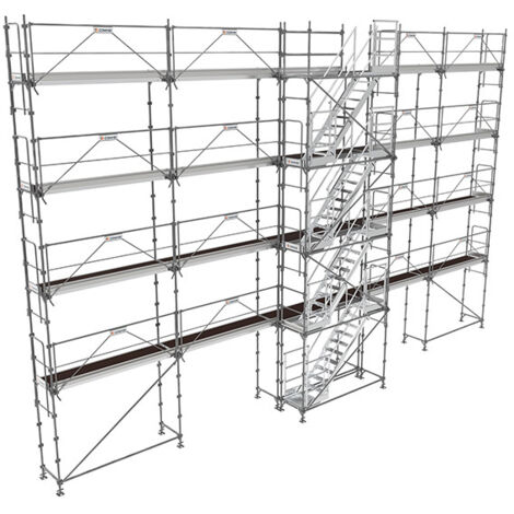 Lot échafaudage façadier 160 M² PROGRESS PREMIUM AVEC ESCALIERS - R200 - Garde-corps monoblocs - TUBESCA COMABI - 15 m