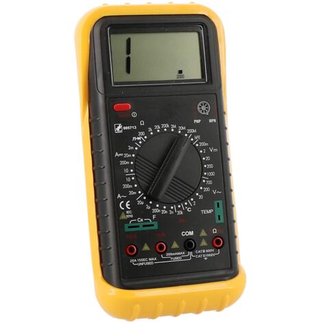 Multimètre numérique DC-AC – Tension jusqu'à 1000V – Courant jusqu'à 10A – CAT II 1000V – Affichage LCD avec rétroéclairage – Wilmart