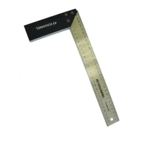 JOUANEL - Équerre à dosset bois, règle en inox gravé, 300 mm - Réf: EQDO300B