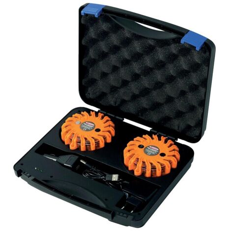 Taliaplast – Valise de 2 balises LED magnétiques rechargeables – 16 LED ultra-bright – 9 modes d'intensité – Autonomie jusqu'à 21 heures (1/5)