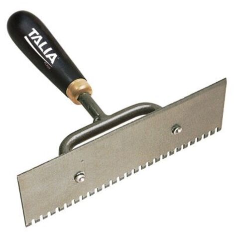 Taliaplast – Truelle berthelet 18x6cm – Poignée bois – Lame biseautée – Grand côté denté – Qualité professionnelle pour plâtres