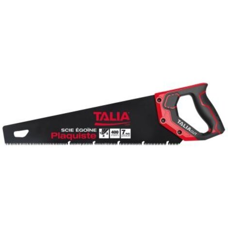 Taliaplast – Scie de plaquiste 400mm – Denture idéale pour plaques de plâtre – Lame acier poli – Poignée bi-matière pour sciage précis
