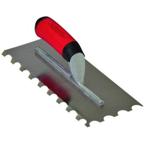 Taliaplast – Platoir à colle inox 28x12 cm – Monture alu demi-lune à 45° – Application précise pour carrelage – Résultat optimal
