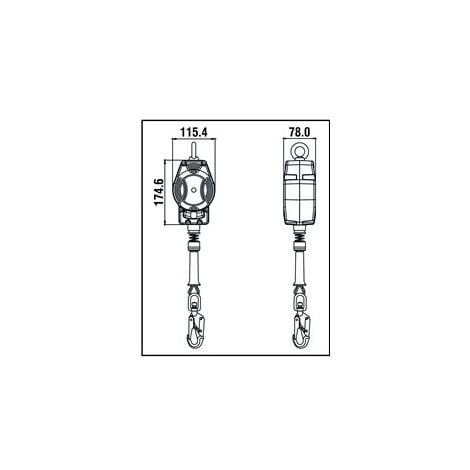 HELIXON sangle, antichute à rappel automatique 3,5 m, pour utilisation  verticale seulement