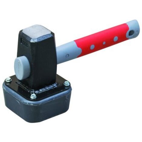 Taliaplast – Marteau de paveur 2,7 kg – Tête massette et caoutchouc 100 x 100 mm – Manche Fibragom court – Pour pose pavés et bordures (1/2)