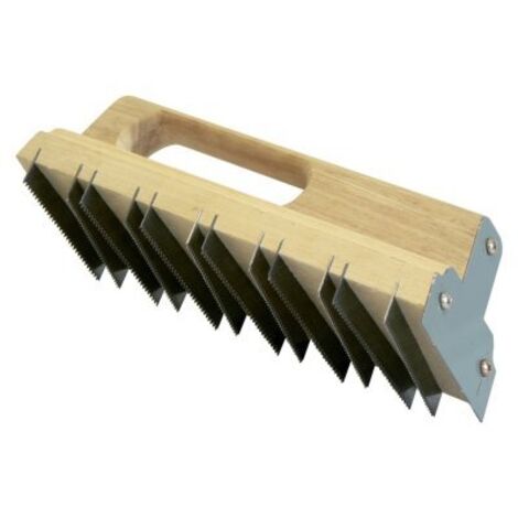 Taliaplast – Chemin de fer plat à dents 40 mm – 12 lames dentées – Monture et poignée en bois – Pour aplanir enduits et pierres tendres