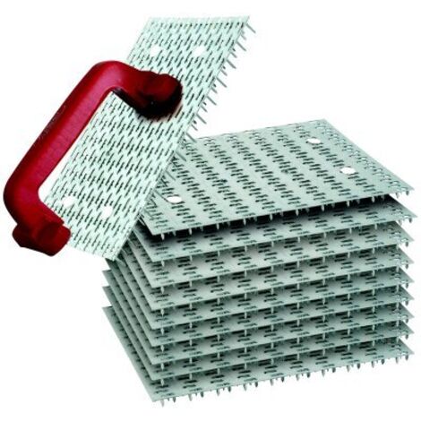 Taliaplast – Kit de grattons petites dents 480 pointes – Dimensions 25 x 15 cm – Finition fine pour enduits de façade – 10 grilles de rechange prépercées
