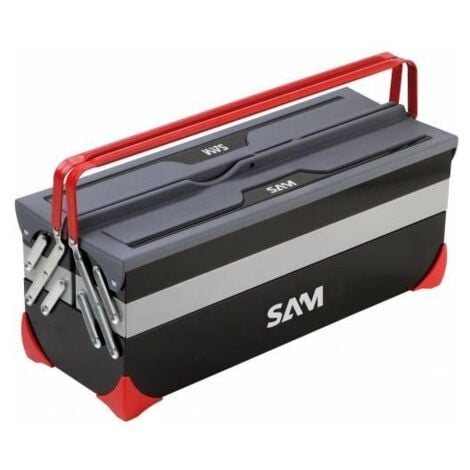 Caisse à outils métallique rouge - dépliable - 5 compartiments SAM  OUTILLAGE