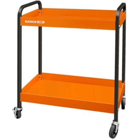 BAHCO - Chariot en aluminium à deux plateaux, orange, 759 mm x 432 mm x 1 025 mm