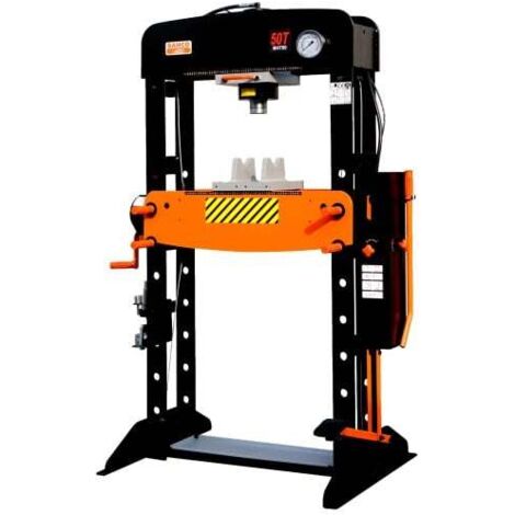 Bahco – Presse hydraulique 50T avec pompe hydropneumatique double vitesse – Soupape de sécurité intégrée – Piston chromé pour durabilité