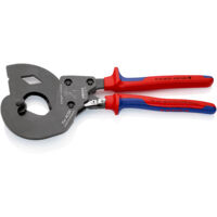 KNIPEX 95 32 340 SR Coupe-câble pour lignes électriques aériennes ACSR à cliquet pour lignes aérienne à âme en acier avec poignées multimatières brunie 340 mm