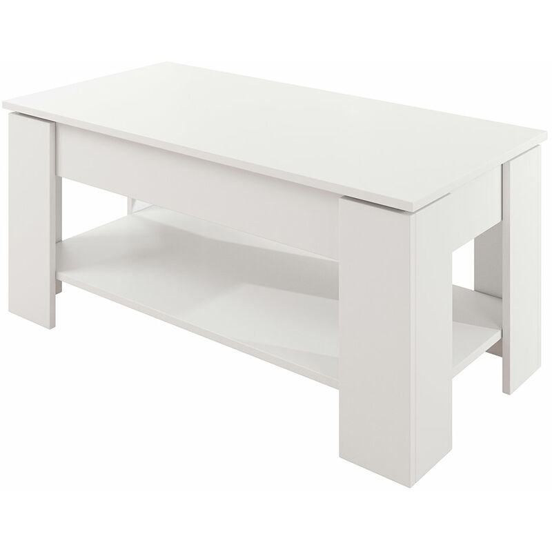 Mesa De Centro elevable 1 compartimiento – blanco acabado en brillo 100 x 50 435 523