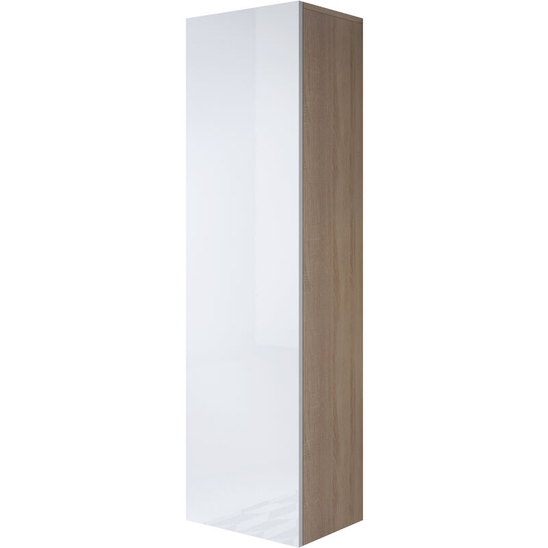 Armario colgante 1 puerta 4 compartimentos – Sonoma y Blanco Acabado en Brillo – 40 x 165 x 29cm – LUKE V4