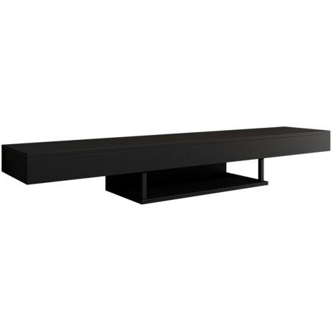 Mueble TV Colgante Mueble de televisión Mueble de Salón Negro Acabado en Mate 150x22x29,6cm Modelo Aydin