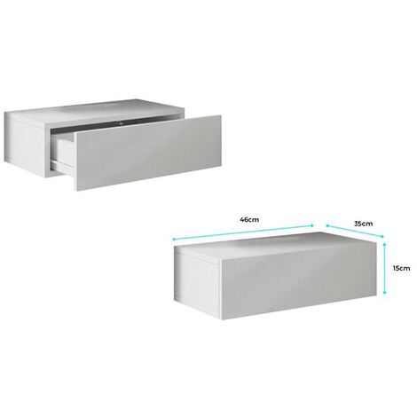 Mesita de noche 1 cajón  Mesilla de Noche  Dormitiorio  Habitación  46x15x35cm  Modelo Europa  Blanco Acabado en Brillo