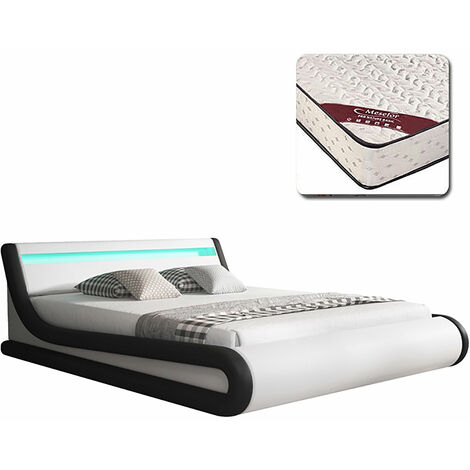 Cama Tapizada Hidráulica Con Tira De Iluminación LED Y Mando A Distancia  Cama Doble King Size