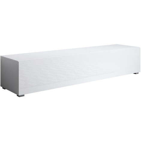 Mueble TV con Patas 2 cm Mueble de televisión Mueble de Salón 1 puerta 160x32x40cm Modelo Luke H2 Blanco brillo