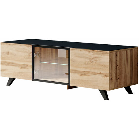 Mueble bajo de Tv color roble con patas negra