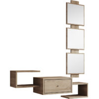 Recibidor con Cajón y Espejo Mueble de Entrada Color Sonoma Mate 99,5x145x22cm Modelo Neo