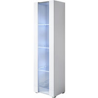 Vitrina con Patas 2cm Armario Mueble de Salón Vitrina de pared LED 1 puerta 40x167x29cm Modelo Luke V5 Blanco brillo