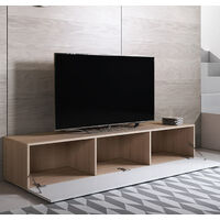 Mueble TV modelo Luke H2 (160x32cm) color sonoma y blanco con patas estándar