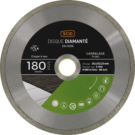 Disque diamanté carrelage universel SCID - Diamètre 180 mm