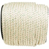 Cordage polyamide nylon blanc liseré vert Corderies Tournonaises - Longueur 100 m - Diamètre 10 mm