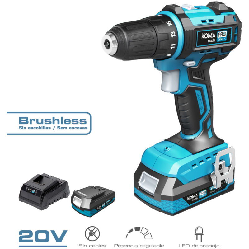 Kit maletin taladro atornillador 20 v brushless