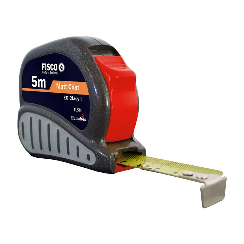 FISCO Flexómetro AP3M/D Clase II De 3 Metros Con Caja ABS Y Recubrimiento De Goma, Negro, Con Clip Para Cinturón