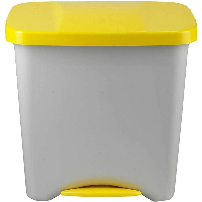 Cubo basura pedal ecológico Gris con tapa amarilla Denox 50 Lt
