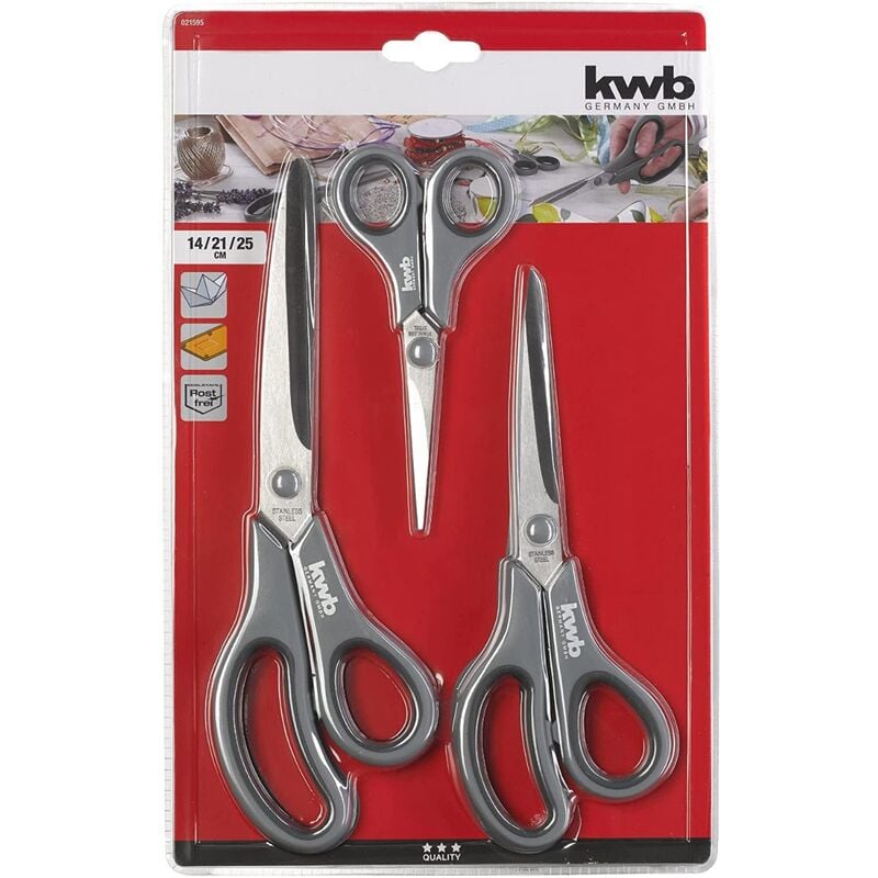 KWB Juego de 3 tijeras inox 140-210-250 MM