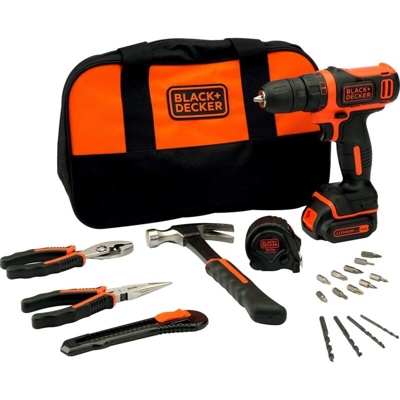 Black&Decker Taladro atornillador BDCDD12HTSAQW 10,8V 1B1,5AH  14 Accesorios + Bolsa